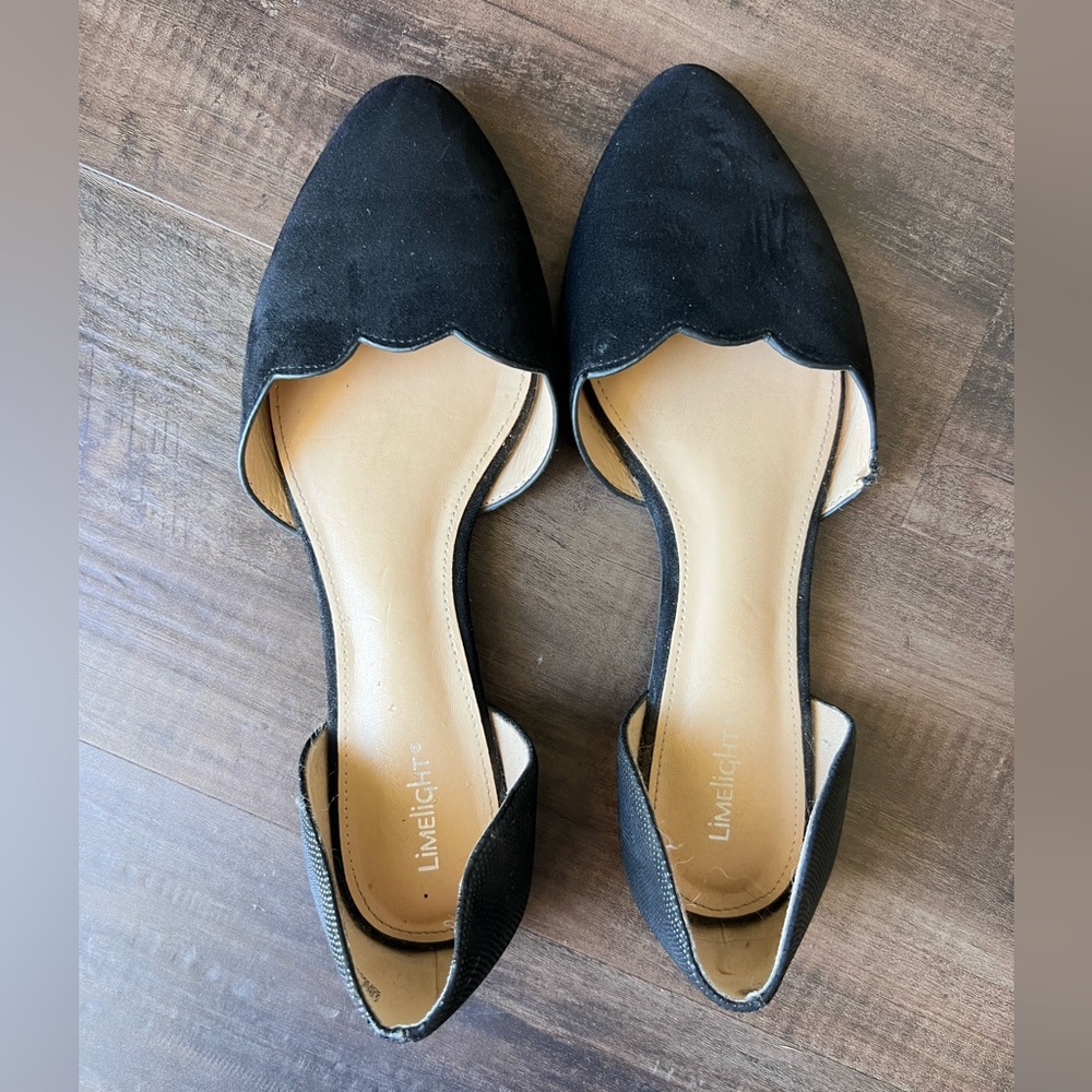 Limelight Scalloped Black Women's Flats
